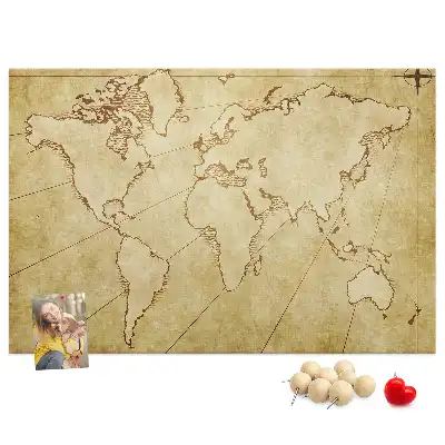 Tableau de liège Carte du monde vieillie pour le mur
