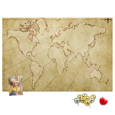 Tableau de liège Carte du monde vieillie pour le mur