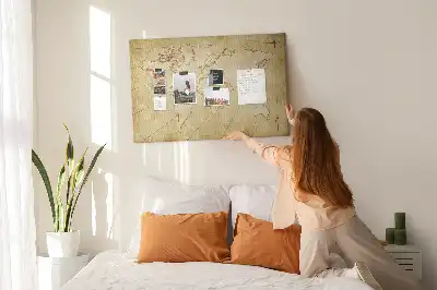 Tableau de liège Carte du monde vieillie pour le mur