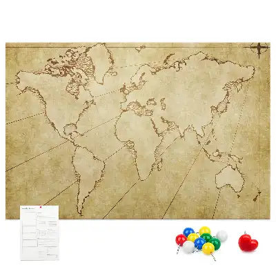 Tableau de liège Carte du monde vieillie pour le mur