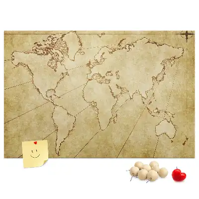 Tableau de liège Carte du monde vieillie pour le mur