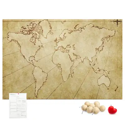 Tableau de liège Carte du monde vieillie pour le mur
