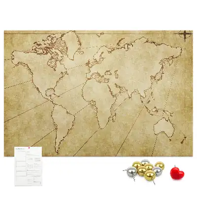 Tableau de liège Carte du monde vieillie pour le mur