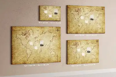 Tableau de liège Carte du monde vieillie pour le mur