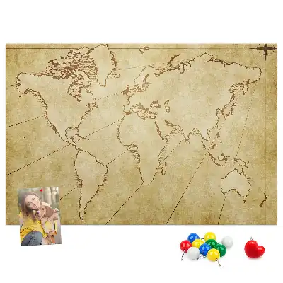 Tableau de liège Carte du monde vieillie pour le mur