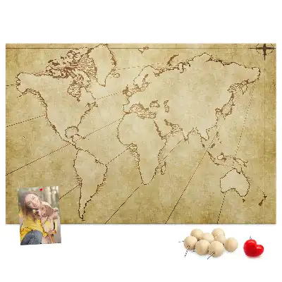 Tableau de liège Carte du monde vieillie pour le mur