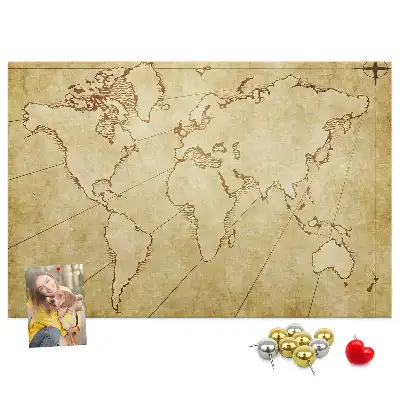 Tableau de liège Carte du monde vieillie pour le mur