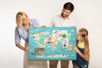 Tableau en liège déco Carte illustrée avec faune