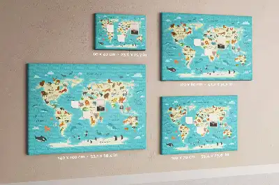 Tableau en liège déco Carte illustrée avec faune
