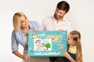 Tableau en liège déco Carte illustrée avec faune