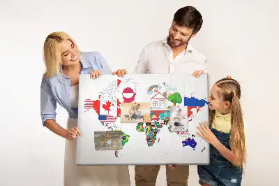 Tableau d’affichage en liège Carte des drapeaux nationaux