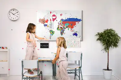 Tableau d’affichage en liège Carte des drapeaux nationaux