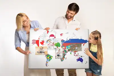 Tableau d’affichage en liège Carte des drapeaux nationaux