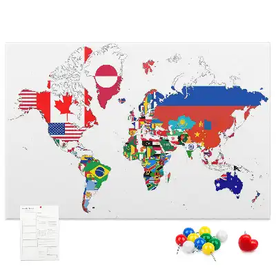 Tableau d’affichage en liège Carte des drapeaux nationaux