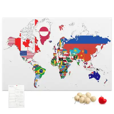 Tableau d’affichage en liège Carte des drapeaux nationaux