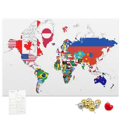 Tableau d’affichage en liège Carte des drapeaux nationaux