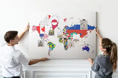 Tableau d’affichage en liège Carte des drapeaux nationaux