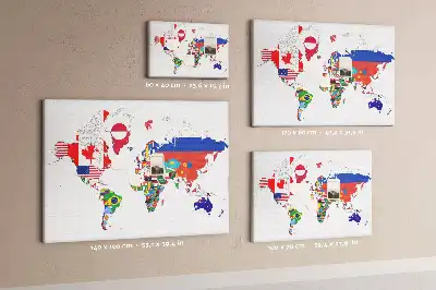 Tableau d’affichage en liège Carte des drapeaux nationaux