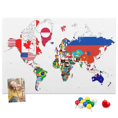 Tableau d’affichage en liège Carte des drapeaux nationaux