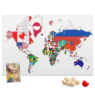 Tableau d’affichage en liège Carte des drapeaux nationaux
