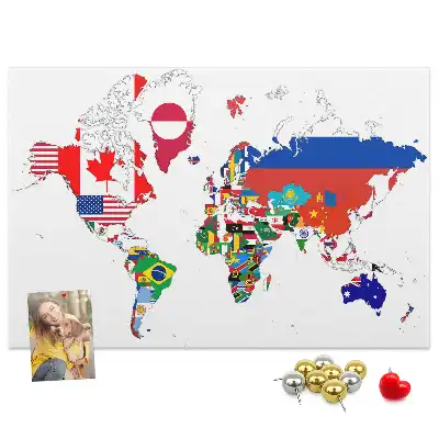 Tableau d’affichage en liège Carte des drapeaux nationaux