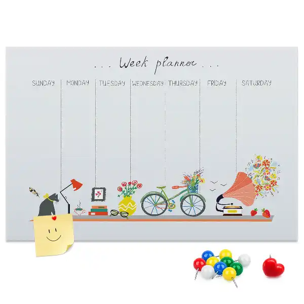 Tableau de liège Calendrier hebdomadaire mural