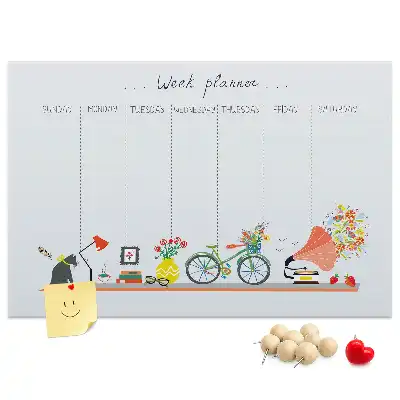 Tableau de liège Calendrier hebdomadaire mural