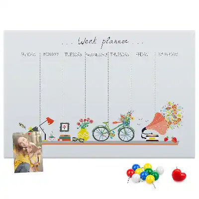 Tableau de liège Calendrier hebdomadaire mural
