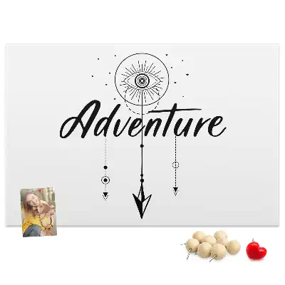 Tableau d’affichage en liège Appel de l'aventure slogan