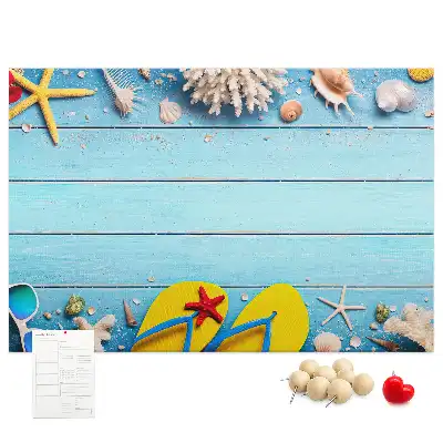 Tableau de liège Coquillages et éléments de plage
