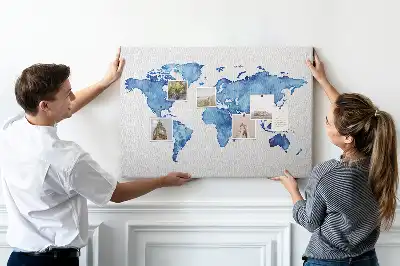 Tableau d’affichage en liège Carte du monde aquarelles