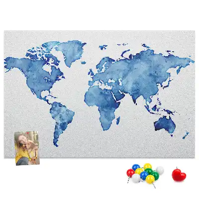 Tableau d’affichage en liège Carte du monde aquarelles