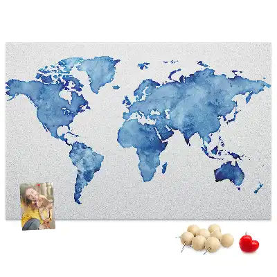 Tableau d’affichage en liège Carte du monde aquarelles