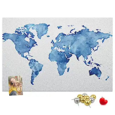 Tableau d’affichage en liège Carte du monde aquarelles