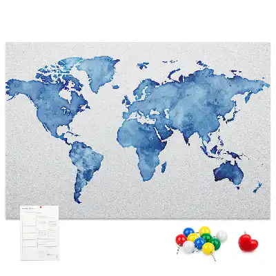 Tableau d’affichage en liège Carte du monde aquarelles