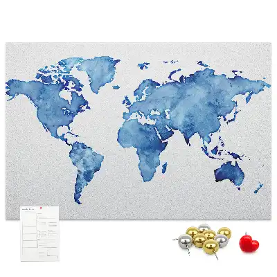 Tableau d’affichage en liège Carte du monde aquarelles