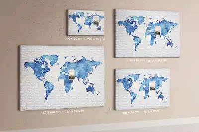 Tableau d’affichage en liège Carte du monde aquarelles