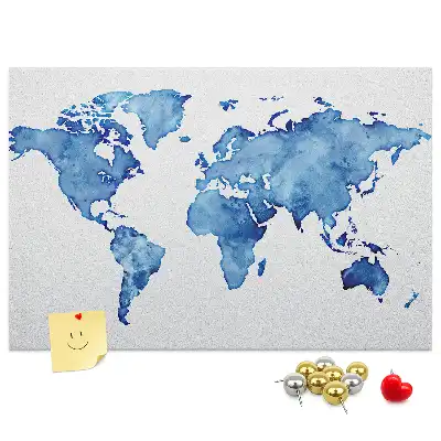 Tableau d’affichage en liège Carte du monde aquarelles