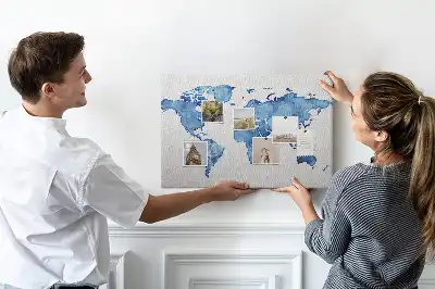 Tableau d’affichage en liège Carte du monde aquarelles
