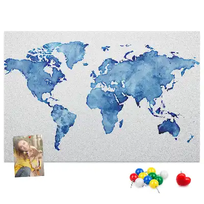 Tableau d’affichage en liège Carte du monde aquarelles