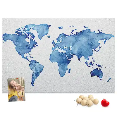 Tableau d’affichage en liège Carte du monde aquarelles
