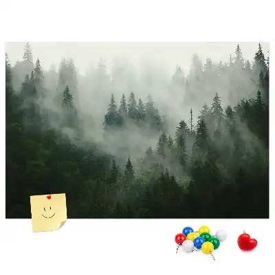 Tableau en liège décoratif Forêt dans le brouillard matinal