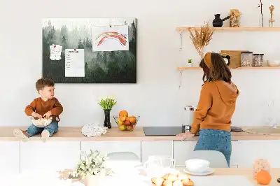 Tableau en liège déco Forêt dans le brouillard matin