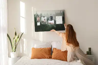 Tableau en liège déco Forêt dans le brouillard matin