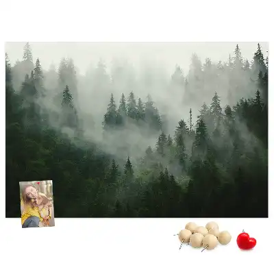 Tableau en liège déco Forêt dans le brouillard matin
