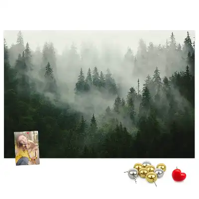 Tableau en liège déco Forêt dans le brouillard matin