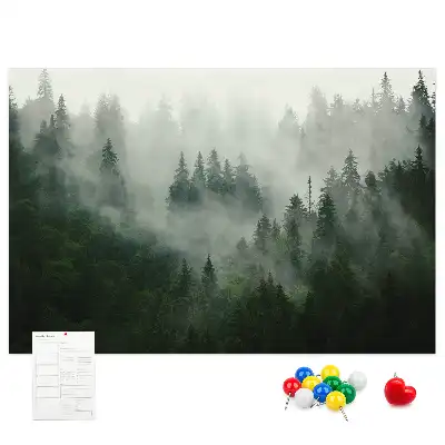 Tableau en liège déco Forêt dans le brouillard matin