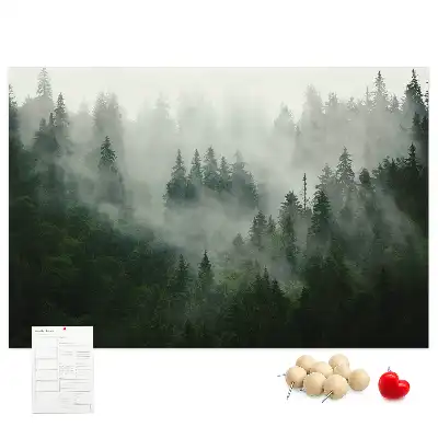 Tableau en liège déco Forêt dans le brouillard matin