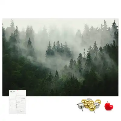 Tableau en liège déco Forêt dans le brouillard matin