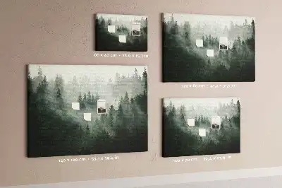 Tableau en liège déco Forêt dans le brouillard matin